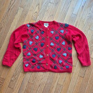 Vtg Susan Bristol Cardigan Sweater Womens M Cottage Core Hearts